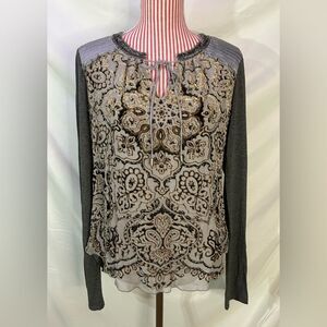 Hale Bob Beaded Top Ornate Gray Gold Velvet Whimsigoth Boho Eclectic Size Medium
